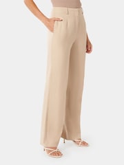 Forever New Cream Emmie Straight Leg Trousers with a Touch of Linen - Image 3 of 5