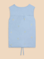 White Stuff Blue Tulip Jersey Sleeveless Shirt - Image 6 of 7