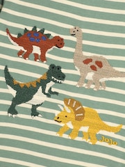JoJo Maman Bébé Khaki Green Dinosaur Friends Dinosaur Friends Appliqué Top - Image 3 of 3