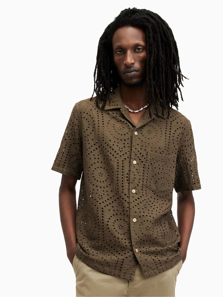AllSaints Green Pueblo Short Sleeve Shirt - Image 1 of 7