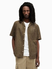 AllSaints Green Pueblo Short Sleeve Shirt - Image 4 of 7