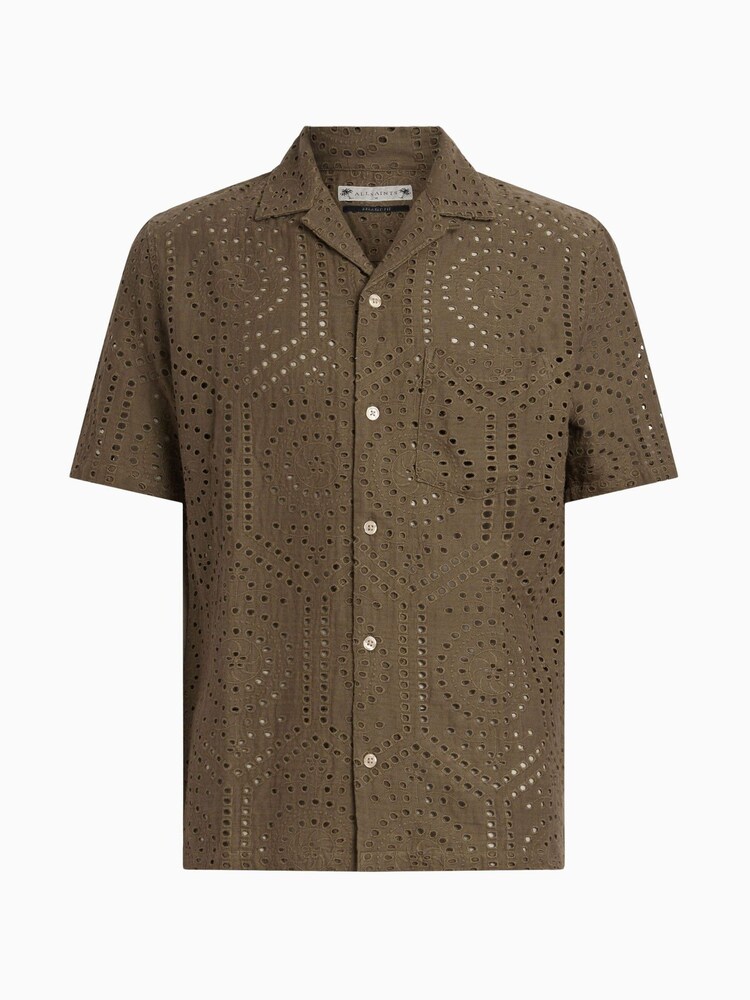AllSaints Green Pueblo Short Sleeve Shirt - Image 7 of 7