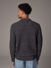 Charcoal Grey Regular Fit Textured Crew Jumper with Wool - Image 2 of 9
