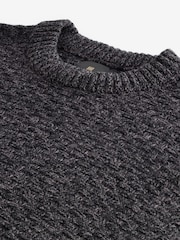 Charcoal Grey Regular Fit Textured Crew Jumper with Wool - Image 7 of 9