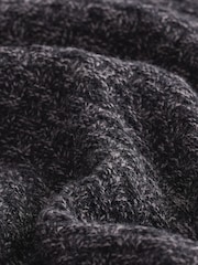 Charcoal Grey Regular Fit Textured Crew Jumper with Wool - Image 8 of 9