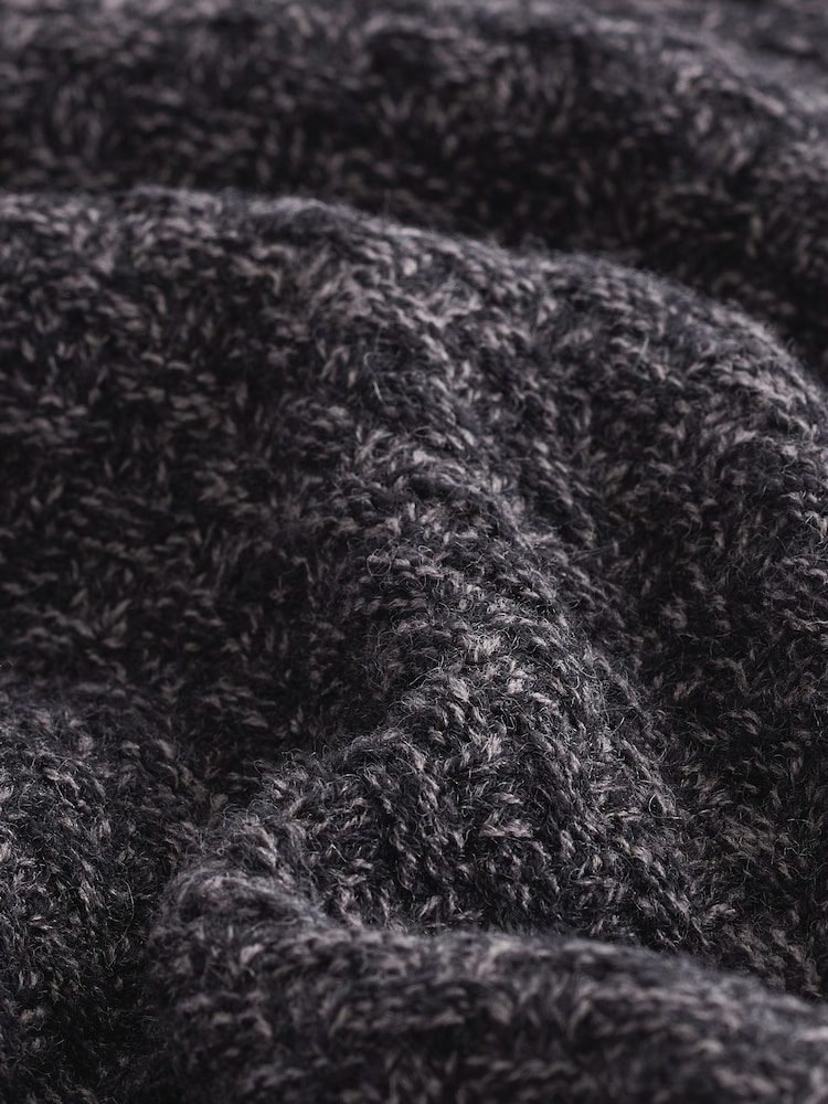 Charcoal Grey Regular Fit Textured Crew Jumper with Wool - Image 8 of 9