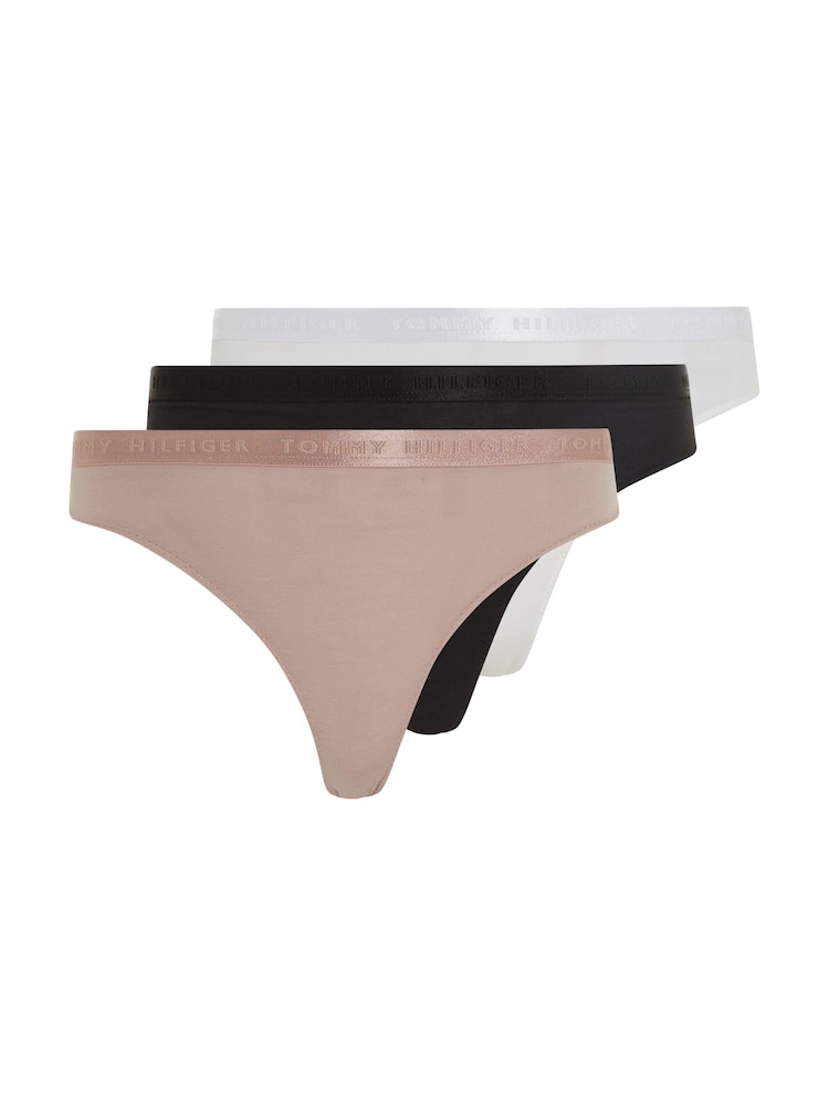 Tommy Hilfiger Black Thongs 3 Pack - Image 1 of 4 Tommy Hilfiger Black Thongs 3 Pack - Image 1 of 4