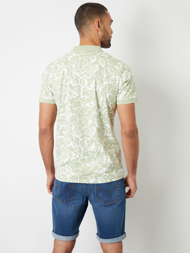 Verde pastel - Threadbare polo cu 100% bumbac, cu guler cu detaliu în formă de oase - Image 3 of 4