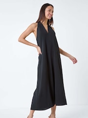 Roman Black Plain Twist Detail Trapeze Maxi Dress - Image 1 of 5