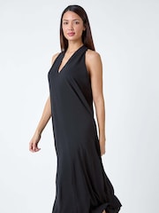 Roman Black Plain Twist Detail Trapeze Maxi Dress - Image 4 of 5