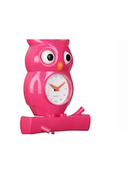Karlsson Bright Pink Owl Pendulum ABS Wall Clock - Image 4 of 4