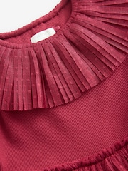 Burgundy Long Sleeve Mesh Dress (3mths-7yrs) - Image 6 of 8