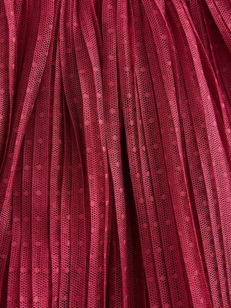 Burgundy Long Sleeve Mesh Dress (3mths-7yrs) - Image 8 of 8