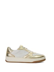 Dune London Gold Edgerton Mix Material Flexible Sneakers - Image 3 of 6