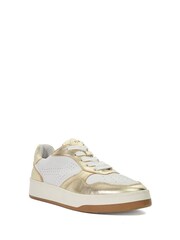 Dune London Gold Edgerton Mix Material Flexible Sneakers - Image 4 of 6