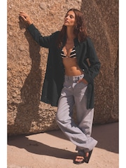 Black Broderie 100% Cotton Beach Shirt Cover-Up - Image 3 of 7