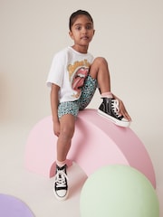 White/Blue Rolling Stones Boxy 100% Cotton T-Shirt And Cycle Shorts Set (3-16yrs) - Image 2 of 4