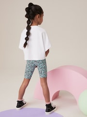 White/Blue Rolling Stones Boxy 100% Cotton T-Shirt And Cycle Shorts Set (3-16yrs) - Image 3 of 4