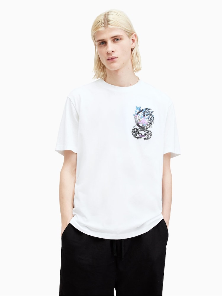 All Saints White Freed Short Sleeve Crew T-Shirt - Image 1 of 8