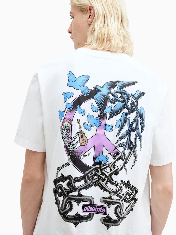 All Saints White Freed Short Sleeve Crew T-Shirt - Image 2 of 8