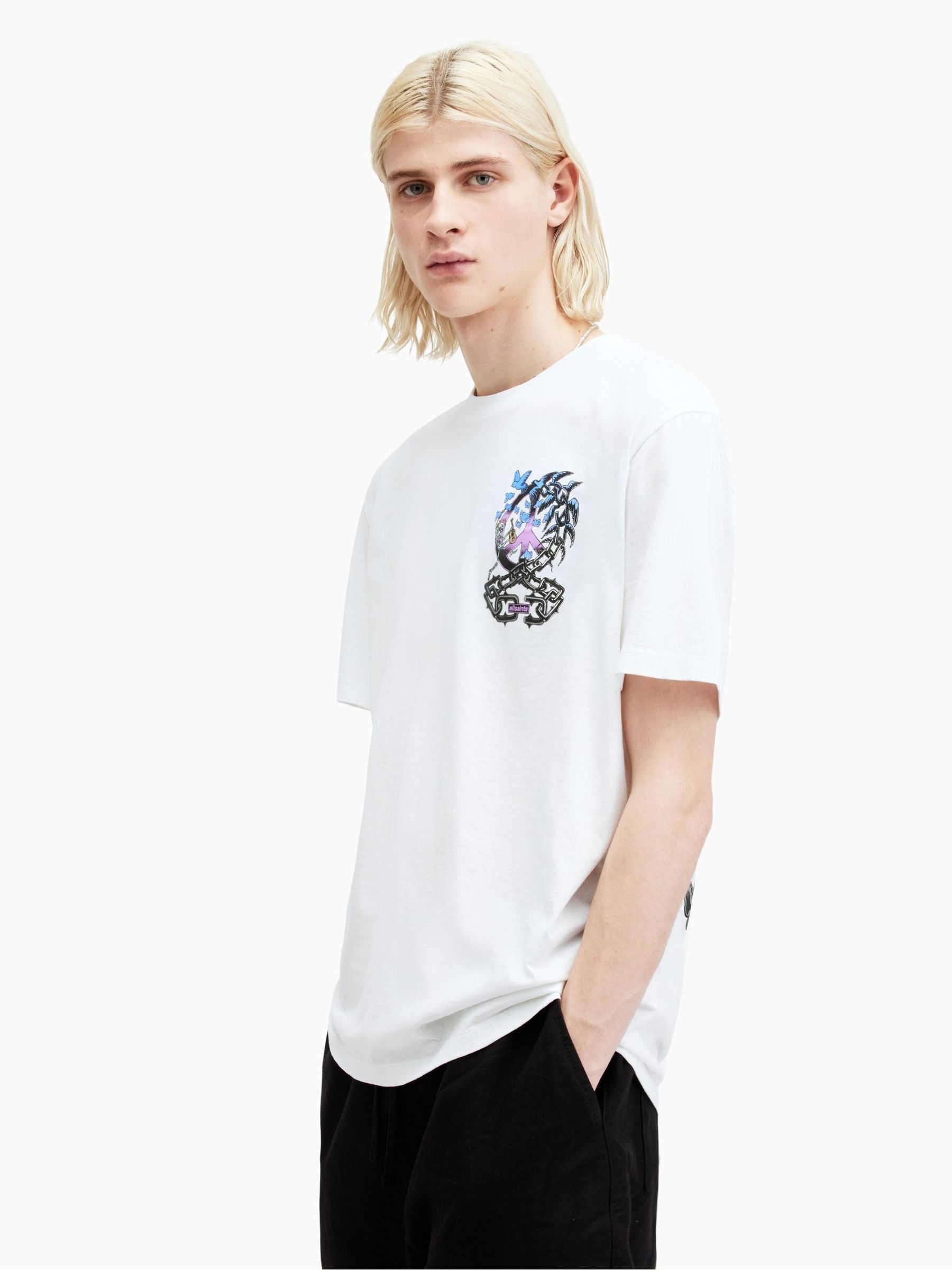 Buy All Saints White Freed Short Sleeve Crew T-Shirt from Next USA