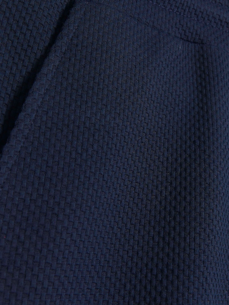 River Island Blue Slim Fit Textured Taped 100% Cotton Shorts - Image 4 of 4