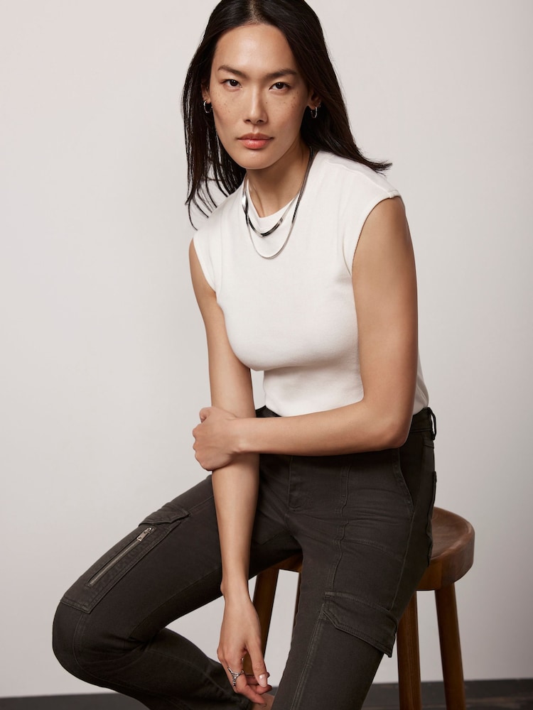 Mint Velvet White Cream Sleeveless Top - Image 1 of 4