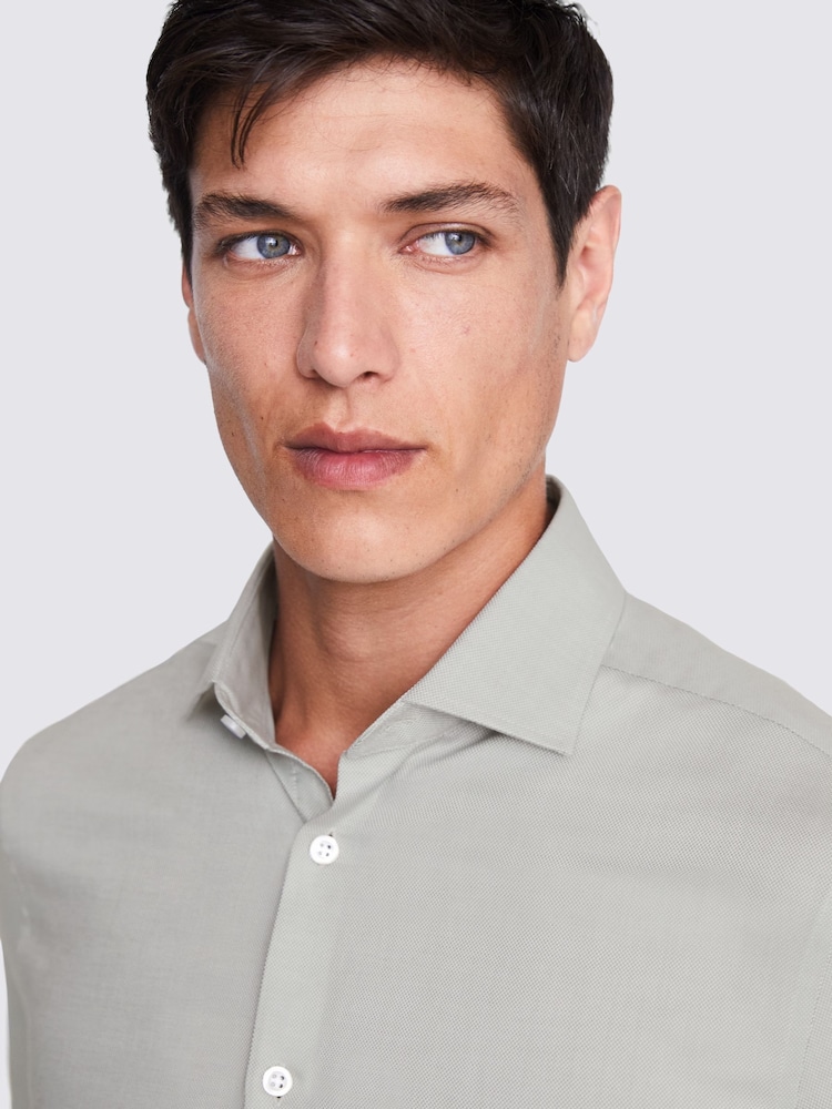 MOSS Grey Slim Dobby Stretch Shirt - Image 2 of 3