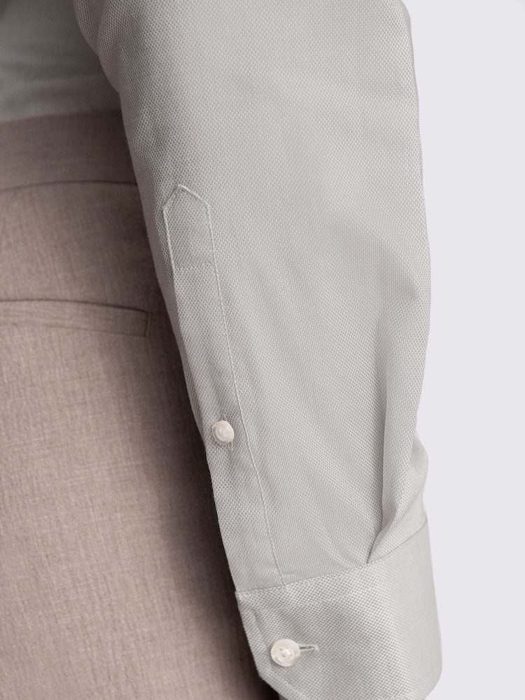 MOSS Grey Slim Dobby Stretch Shirt - Image 3 of 3