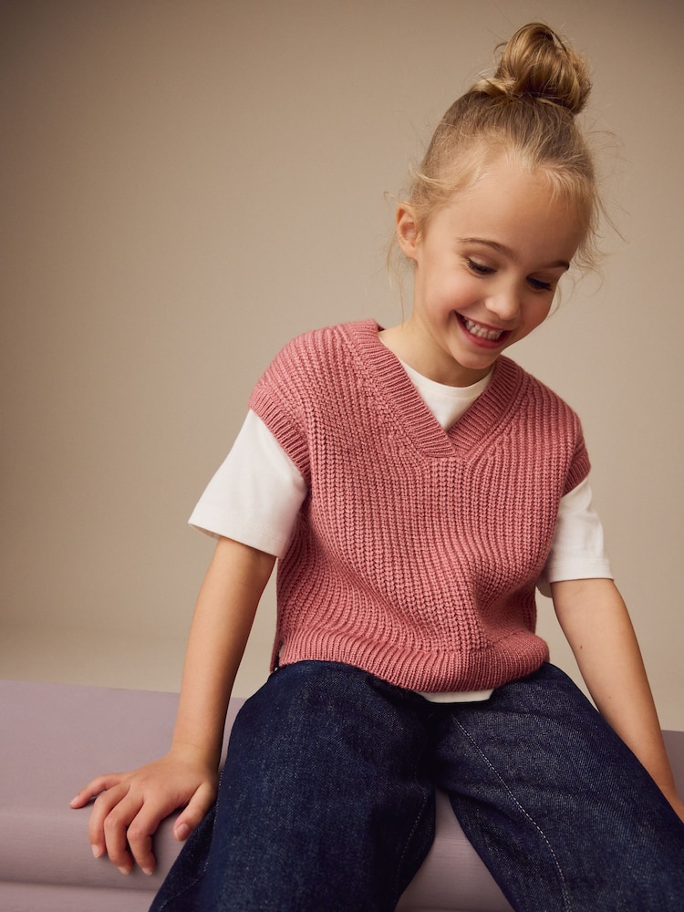 Pink Knitted Tank (3-16yrs) - Image 1 of 7
