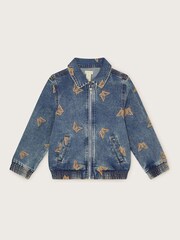 Monsoon Blue Butterfly Embroidered Zip Jacket - Image 1 of 3