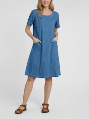 Mountain Warehouse Blue Flora Women UV Protect 100% Cotton Denim Dress - Image 1 of 5