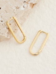 Gold Plated Sterling Silver Oval Hoop Earrings - Image 2 of 7