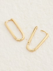 Gold Plated Sterling Silver Oval Hoop Earrings - Image 3 of 7