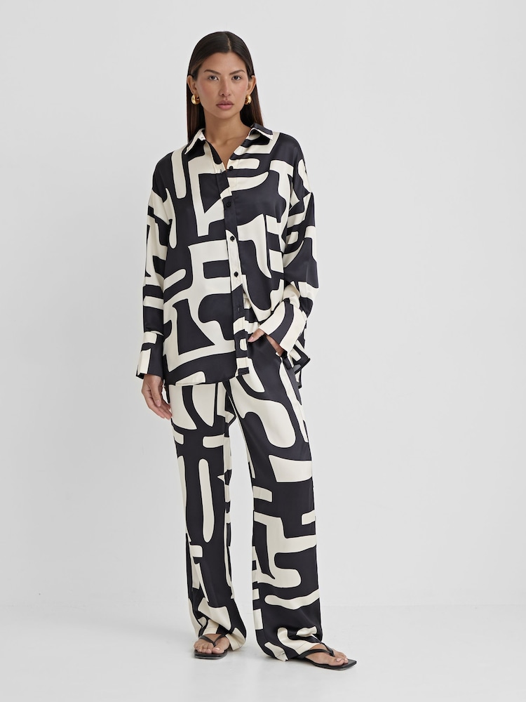 4th & Reckless Black Iris Abstract Trousers - Image 1 of 5