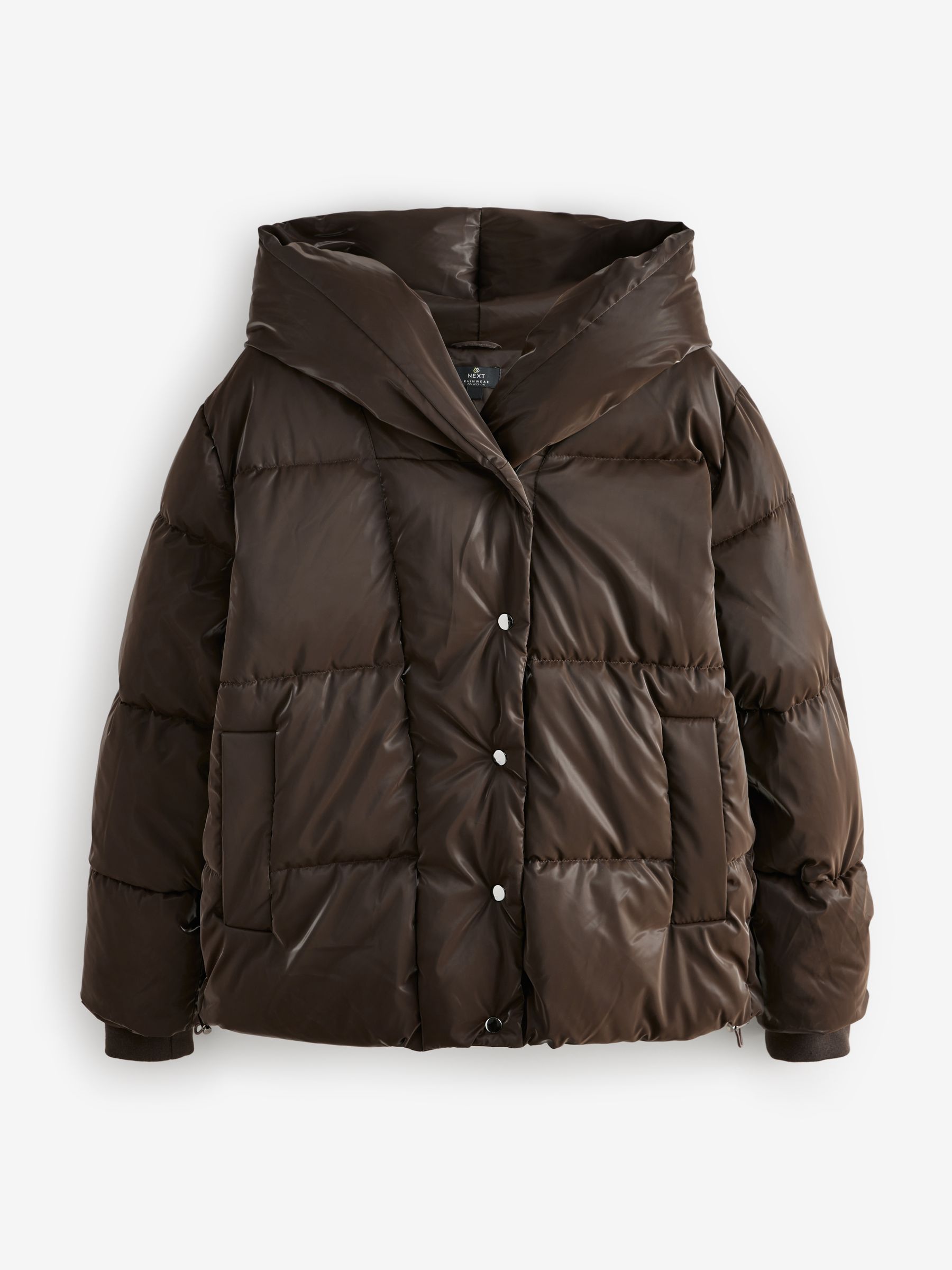 Buy Chocolate Brown High Shine Shower Resistant Padded Coat from Next Luxembourg