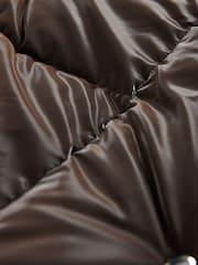 Chocolate Brown High Shine Shower Resistant Padded Coat - Image 7 of 7
