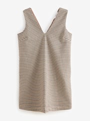 Brown Check V-Neck Ponte Pinafore Mini Dress - Image 5 of 8