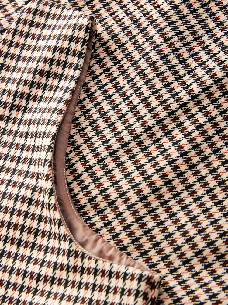 Brown Check V-Neck Ponte Pinafore Mini Dress - Image 6 of 8