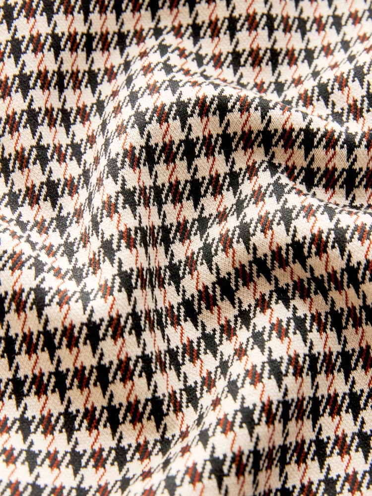 Brown Check V-Neck Ponte Pinafore Mini Dress - Image 7 of 8