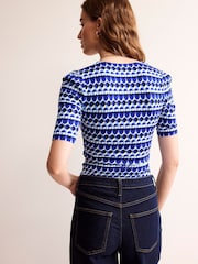 Boden Blue Wrap Front Jersey Top - Image 3 of 4