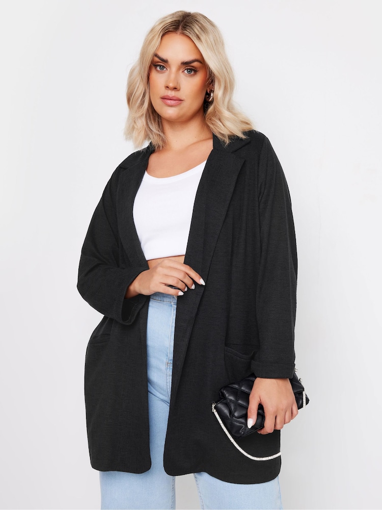 Yours Curve Black Textured Blazer - Image 1 of 5