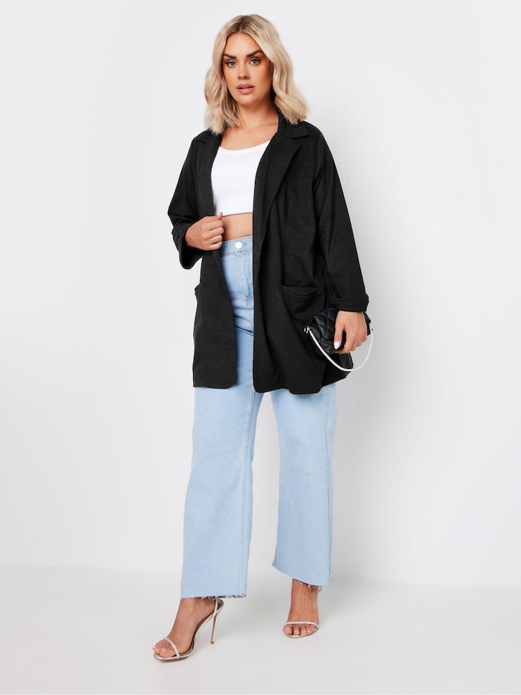 Yours Curve Black Textured Blazer - Image 2 of 5