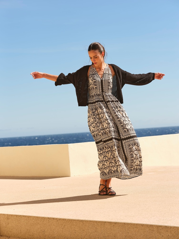 FatFace Anna Black Open Stitch Cardigan - Image 2 of 8 FatFace Anna Black Open Stitch Cardigan - Image 2 of 8