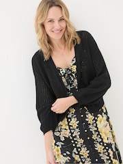 FatFace Anna Black Open Stitch Cardigan - Image 3 of 8