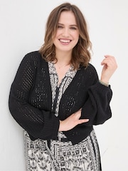 FatFace Anna Black Open Stitch Cardigan - Image 5 of 8