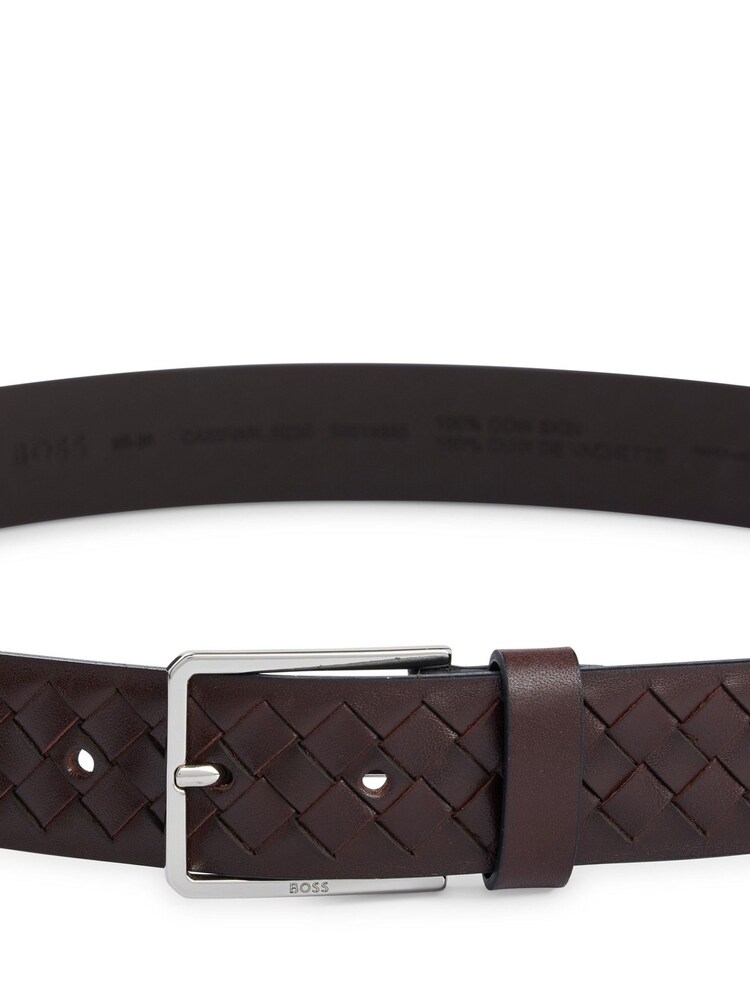 BOSS Brown Woven Leather Belt - Image 2 of 5