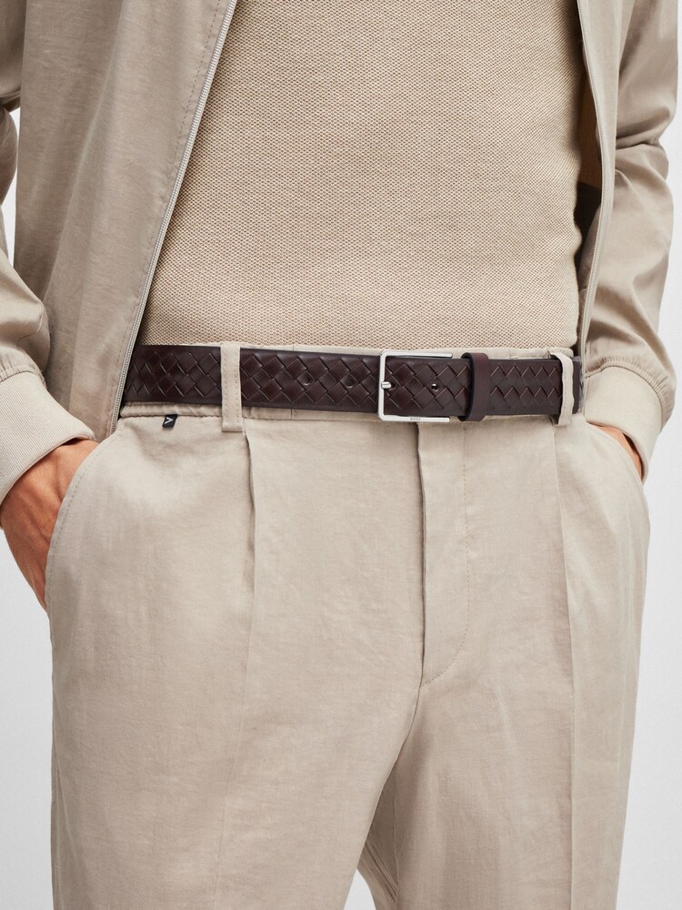 BOSS Brown Woven Leather Belt - Image 5 of 5 BOSS Brown Woven Leather Belt - Image 5 of 5