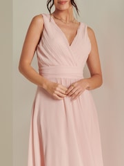 Jolie Moi Light Pink Pleated Bodice Chiffon Maxi Dress - Image 6 of 6