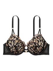 Victoria's Secret Black Leopard Push Up Embroidered Bra - Image 3 of 3